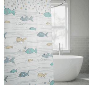 Cortina de Ducha con Estampado de peces
