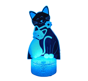 Lámpara ilusión 3D Animal Gato Gatito 7 Colores Led Cat
