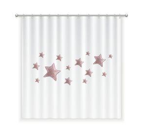 CORTINA DE BAÑO ALGODÓN ESTRELLAS ROSA