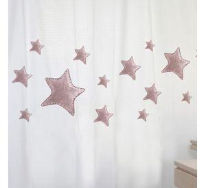 CORTINA DE BAÑO ALGODÓN ESTRELLAS ROSA