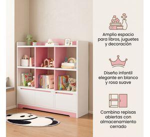 Biblioteca Niño Multiuso Living Escritorio Libros 100x24x118 Rosado