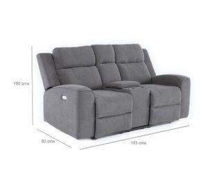 Sofá 2 Cuerpos Reclinable Eléctrico + Consola Gris Montana KM807LPWGR