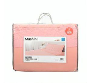 Juego de Sábanas Polar Lisa Broderie 1.5 Plazas / Rosado– Mashini