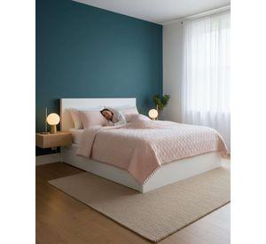 Cobertores de Verano-Primavera con Diseño de Pompon (2 plazas) rosa