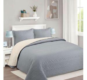 Cubrecama Quilt Sherpa 1.5 - Varios Modelos W.m G Gris Liso