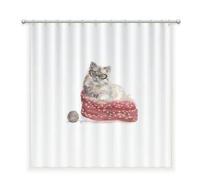 CORTINA DE BAÑO ALGODÓN GATO