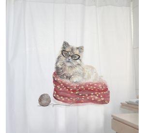 CORTINA DE BAÑO ALGODÓN GATO