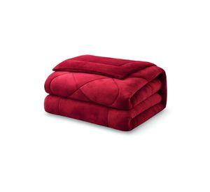 Cubrecama plush con chiporro Acolchado liso 2 plazas burdeo