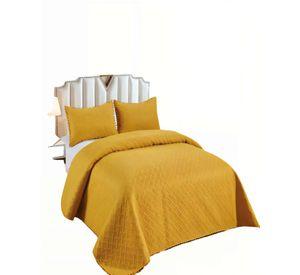 CUBRECAMA DE VERANO UNICOLOR CON POMPON PYM COLOR AMARILLO