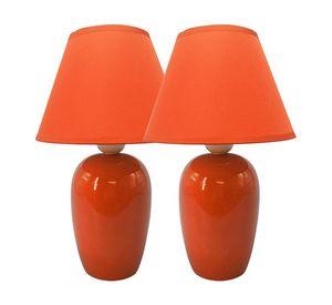 SET 2 LAMPARAS VELADOR CERAMICA NARANJA E27 2X40W