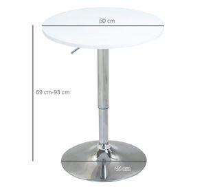 Mesa de Altura Regulable de Bar Comedor 60 CM Blanco