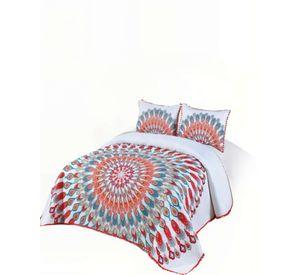 CUBRECAMA DE VERANO CON POMPON Y DISENO 2P MULTICOLOR 07
