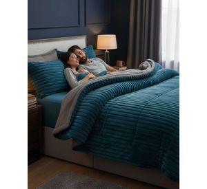 Cubrecama Peludito con Relieve y Chiporro 2 plazas azul