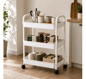 Organizador De Cocina Con Rueda 3 Niveles Blanco Plastico 800