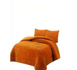 CUBRECAMA CON RELIEVE EN FORMA DE ONDAS 2 PLAZAS COLOR NARANJA