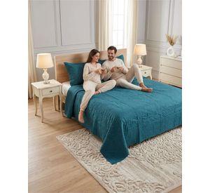 Cubrecama Quilt Verano King Bordado Floral Set Colcha Delgado a6