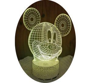 Lámpara ilusión 3D Cara De Mickey Mouse 7 Colores Led