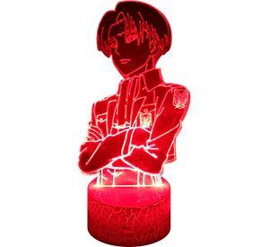 Lámpara ilusión 3D De Levi Shingeki 7 Colores Led Titan