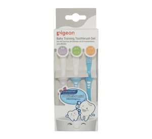 Set De Cepillos Dentales Aprendizaje Pigeon 3 Etapas Bebe Azul Claro