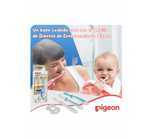 Set De Cepillos Dentales Aprendizaje Pigeon 3 Etapas Bebe Azul Claro