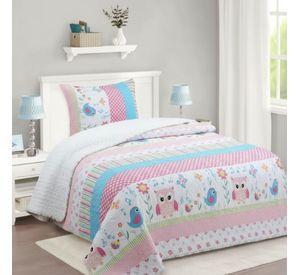 Cubrecama Quilt Sherpa 1.5 - Varios Modelos W.m G Azul Claro Rayas