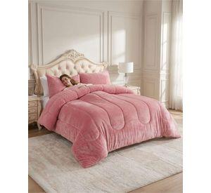 Cubrecama de Plush con Chiporro Diseño Ondas 2 plazas rosa