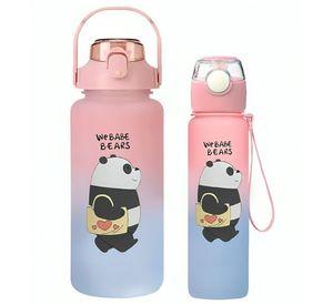 Pack 2 Botellas Agua Motivacional De 2 Litros Y 900ml Diseño Osos
