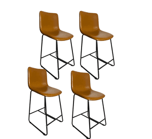 Pack 4 Taburetes de bar de cuero y metal industrial 65cm Burgos