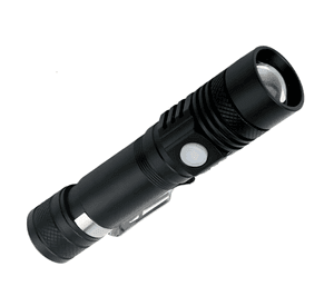 Linterna Recargable Led 3000 Lumens Con Zoom Resiste Lluvia Fría Negro