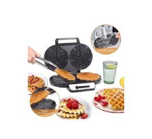 Wafflera doble eléctrica R-557 1200W, máquina de waffles, color plateado