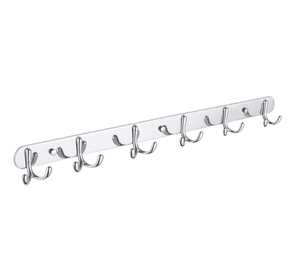 Perchero Pared 6 Ganchos Doble Acero Inoxidable Plateado