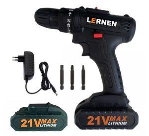 Taladro Destornillador Inalámbrico 21v Con Brocas + 2 Baterías