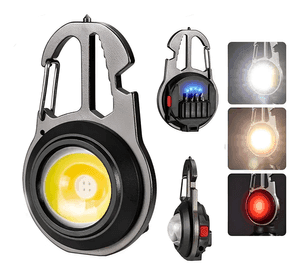 Linterna De Llavero Recargable Portátil Cob Luz Led Blanco Negro