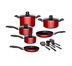 Batería de Cocina 15 Piezas Omni Red Aluminio Antiadherente