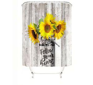 CORTINA PARA BAÑO IMPERMEABLE MAS FORRO CON DISEÑO DE FLORES AMARILLAS