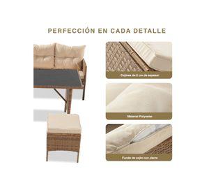 JUEGO DE COMEDOR TERRAZA 7 PERSONAS TOSCANA PE RATTAN CAFÉ