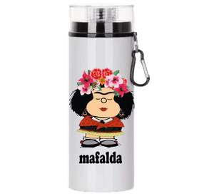 BOTELLA DE AGUA ESTAMPADA DE MAFALDA, FLORES, MEXICO, REGALO 1