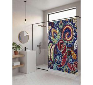 Cortina de Baño Tela Género + Forro Impermeable c36