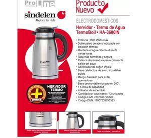 Termo Hervidor De Agua Sindelen Ha-3600 1,5lt 1600w Inoxidab