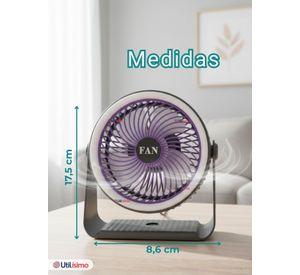 Mini Ventilador De Mesa Color Gris Silencioso Portátil Recargable USB