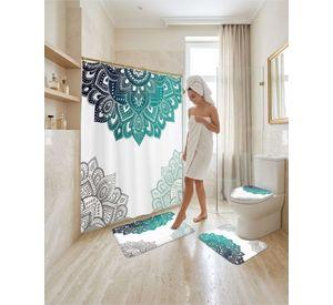 Set De Baño 4 Piezas Cortina Impermeable, Alfombras Y Funda De Inodoro m6