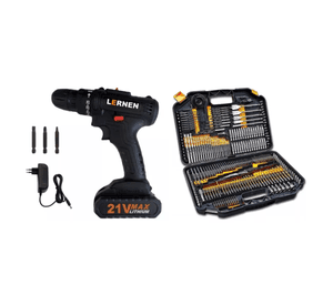 Pack Taladro Destornillador Inalámbrico 21v + Set 246 Brocas