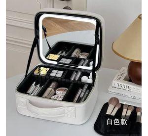 Neceser Estuches De Maquillaje Bolsa De Viaje Con Espejo Led