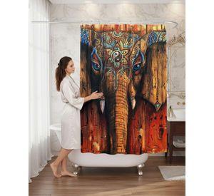 Cortina de Baño Tela Género + Forro Impermeable c05