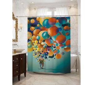 Cortina de Baño Tela Género + Forro Impermeable c39
