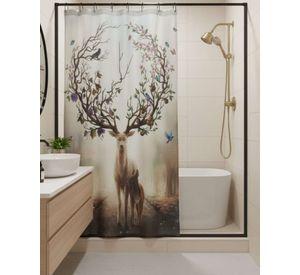 Cortina de Baño Tela Género + Forro Impermeable c19