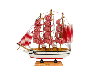Decoración: Barco Velero De Madera 23cm