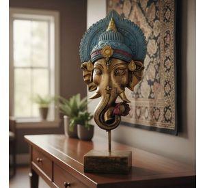 Ganesha Decorativa Con Pedestal 44x19x8 Cm