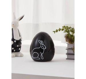 Adorno Decorativo GOPENG - Huevo Conejo negro Cerámica 12cm × 9 cm