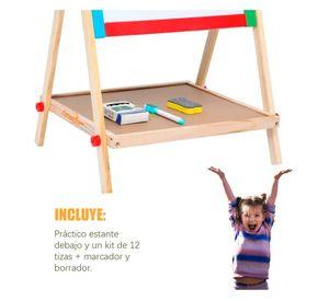 Pizarra Atril Para Niños 2 En 1 Doble Madera + Tiza Y Plumón